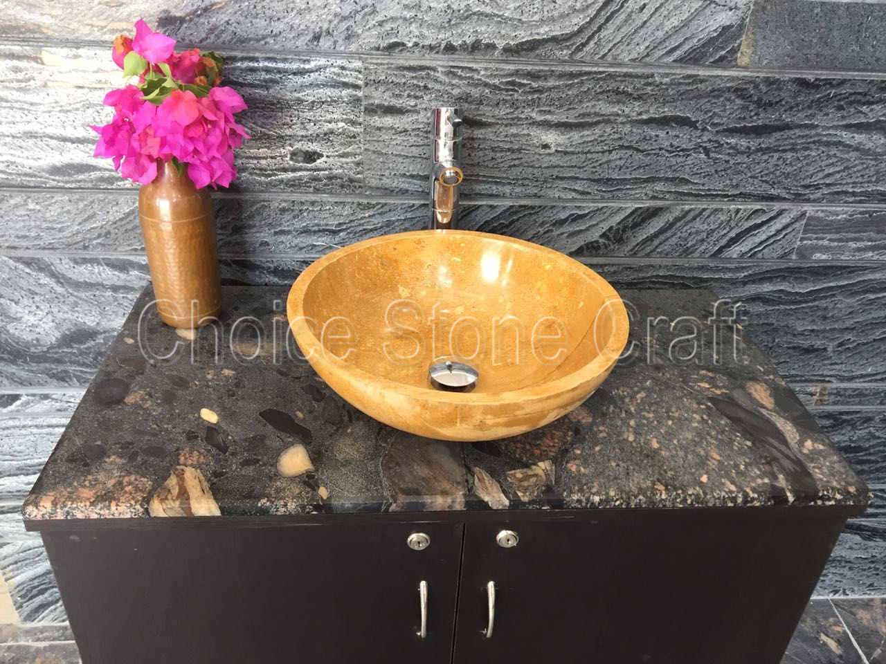 YELLOW MARBLE COUNTER-TOP BASINS